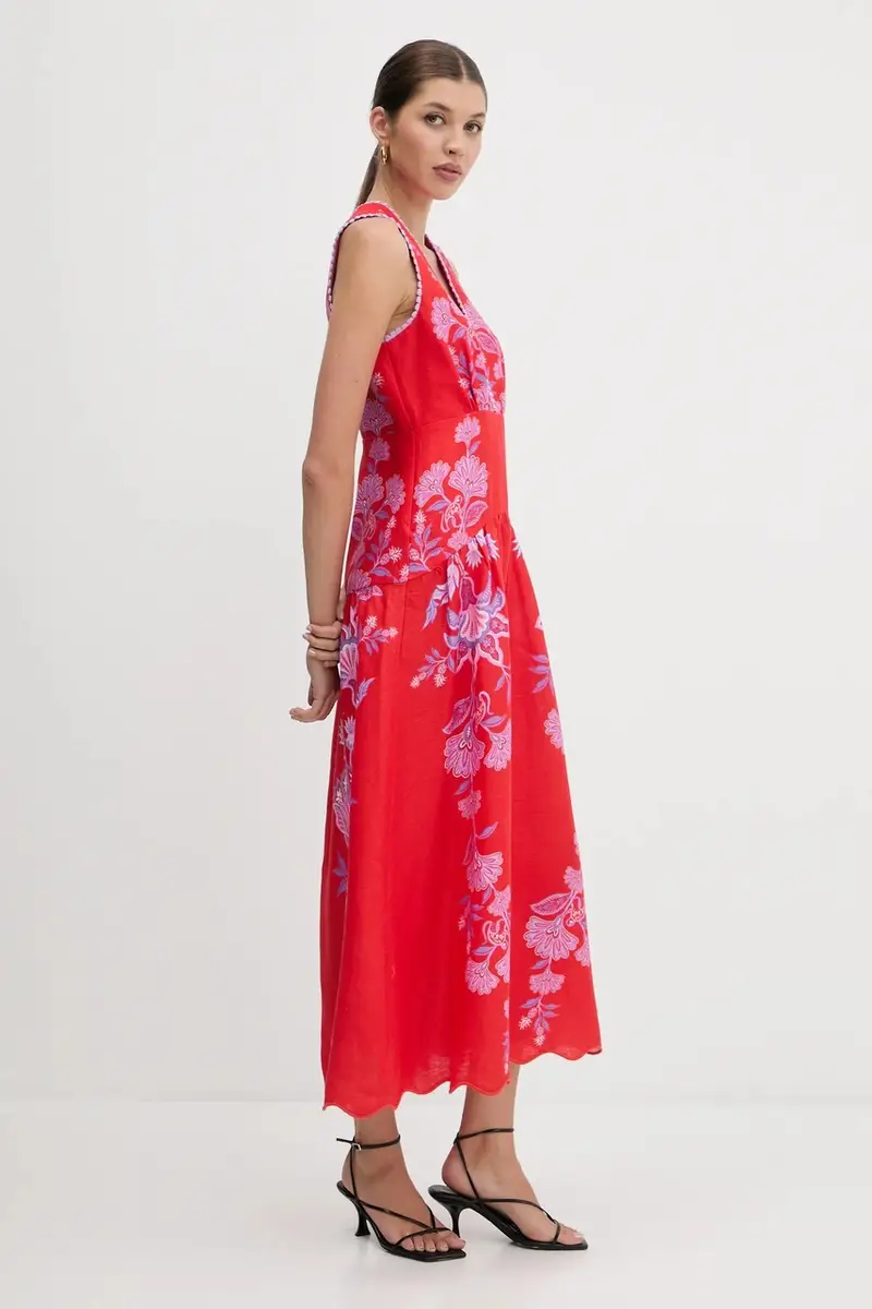 vestito di lino colore rosso 336269 miniatura 2