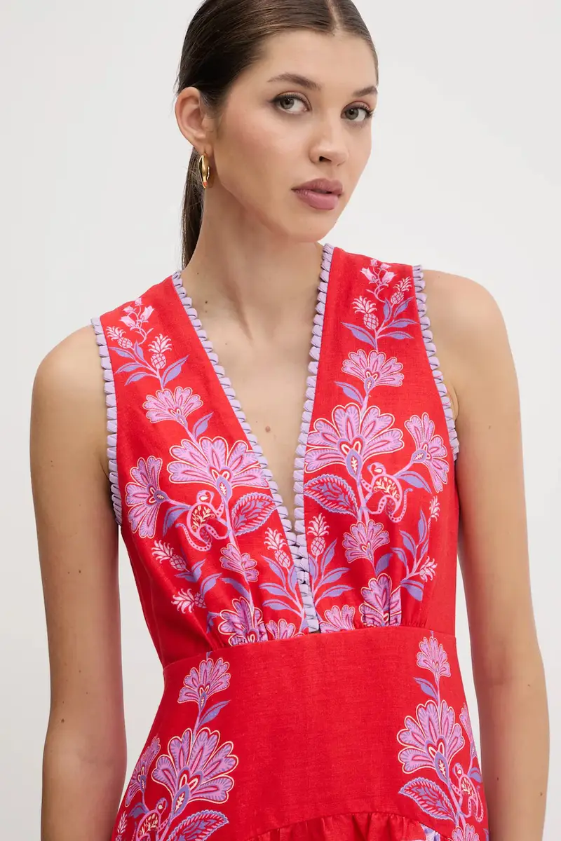 vestito di lino colore rosso 336269 miniatura 4