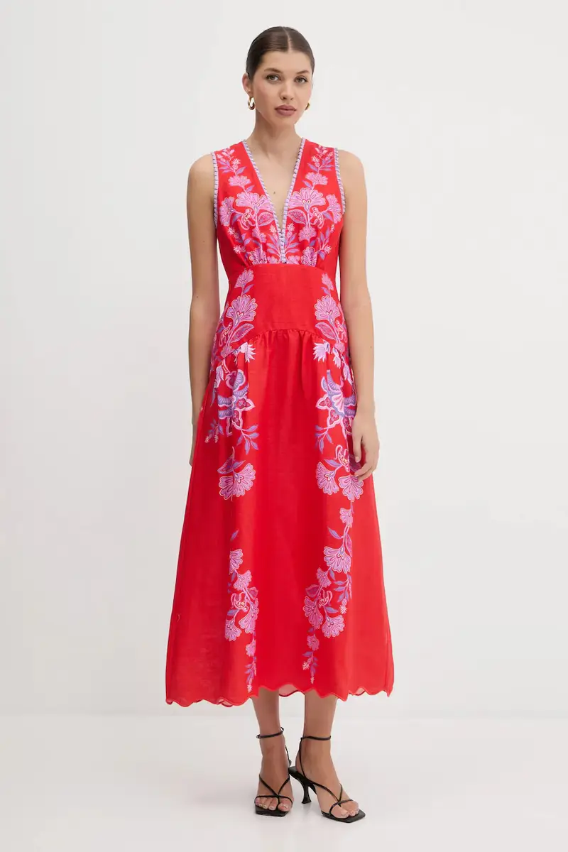 vestito di lino colore rosso 336269