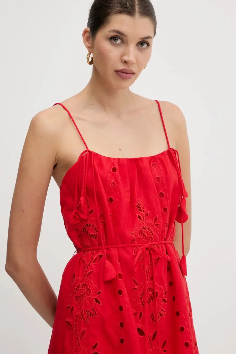 vestito di lino colore rosso 336561 miniatura 4