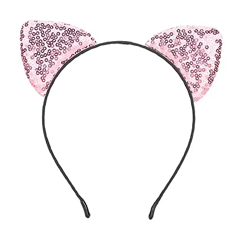 Fasce con Paillettes e Orecchie di Gatto - Cerchi in Metallo per Capelli con Glitter per Donne e Ragazze