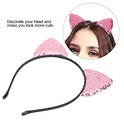 Fasce con Paillettes e Orecchie di Gatto - Cerchi in Metallo per Capelli con Glitter per Donne e Ragazze miniatura 2
