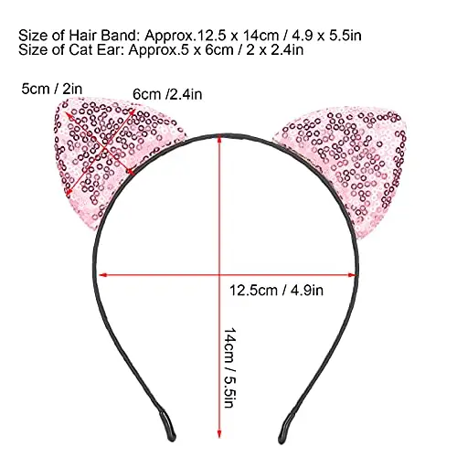 Fasce con Paillettes e Orecchie di Gatto - Cerchi in Metallo per Capelli con Glitter per Donne e Ragazze miniatura 3