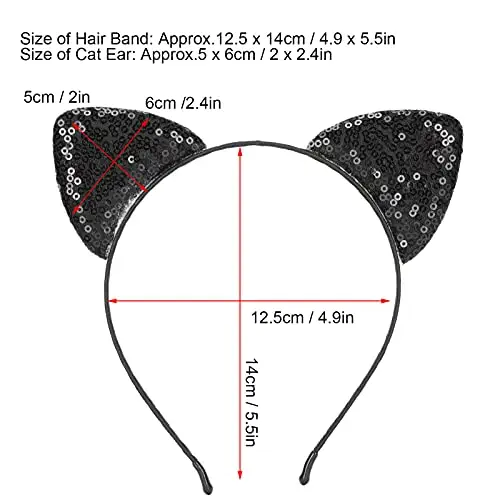 Fasce con Paillettes e Orecchie di Gatto - Cerchi in Metallo per Capelli con Glitter per Donne e Ragazze - Per Vita miniatura 3