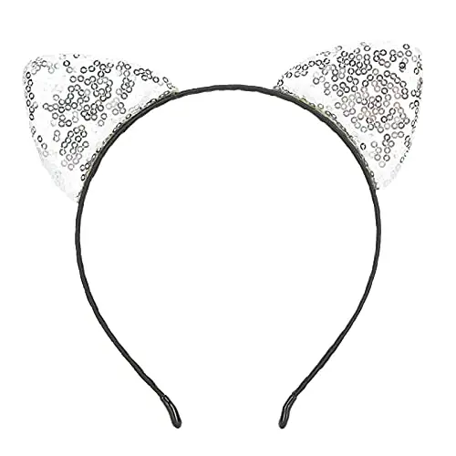 Fasce con Paillettes Fasce con Orecchie di Gatto, Fasce per Orecchie con Paillettes Glitter Cerchi in Metallo per
