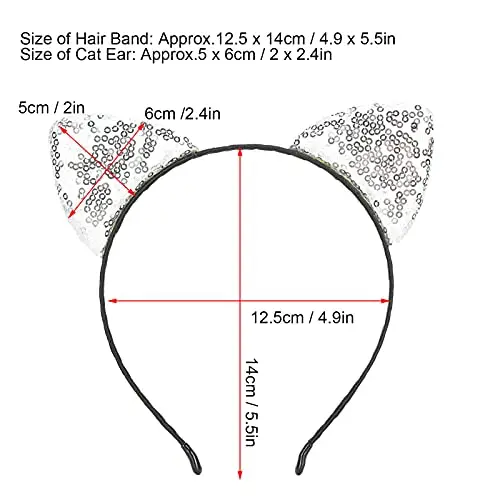 Fasce con Paillettes Fasce con Orecchie di Gatto, Fasce per Orecchie con Paillettes Glitter Cerchi in Metallo per miniatura 2
