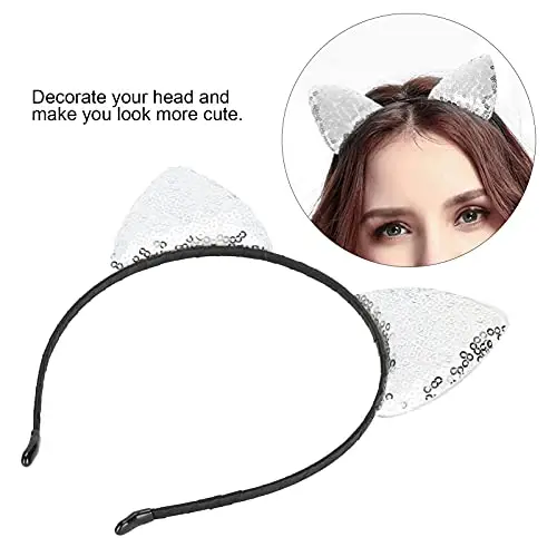 Fasce con Paillettes Fasce con Orecchie di Gatto, Fasce per Orecchie con Paillettes Glitter Cerchi in Metallo per miniatura 3