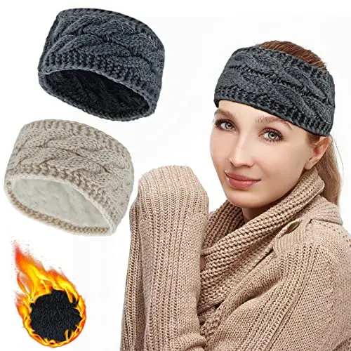 Fasce Invernali Per Capelli Donna Fascia Capelli Caldo Lana Intrecciata Cerchietti Donne Turbante 2 Pezzi