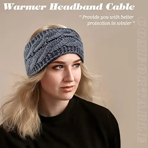 Fasce Invernali Per Capelli Donna Fascia Capelli Caldo Lana Intrecciata Cerchietti Donne Turbante 2 Pezzi miniatura 2