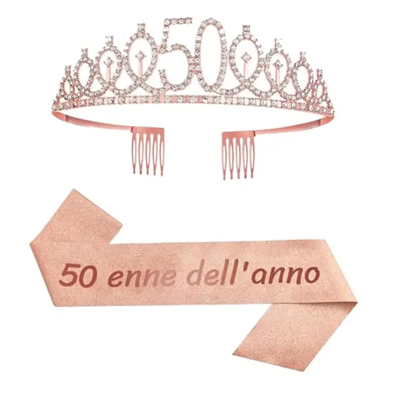 Fascia in Italiano 50 Anni di Compleanno Donna Tiara Corona Decorazioni Addobbi
