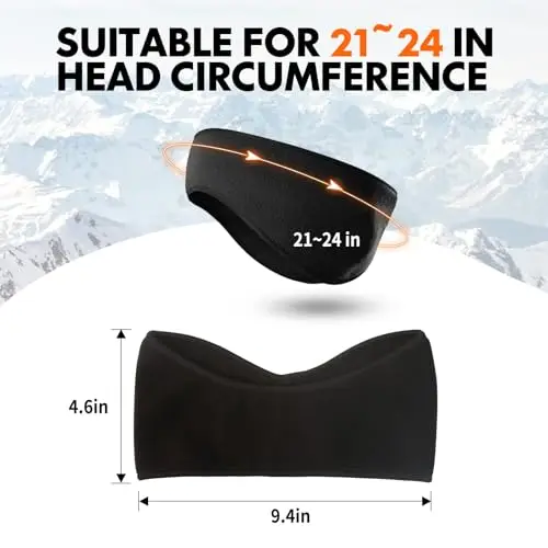 Fascia per gli sport invernali per donna e uomo ，Paraorecchie invernali，Paraorecchie, 2 fasce per lo sport calde adatte miniatura 2