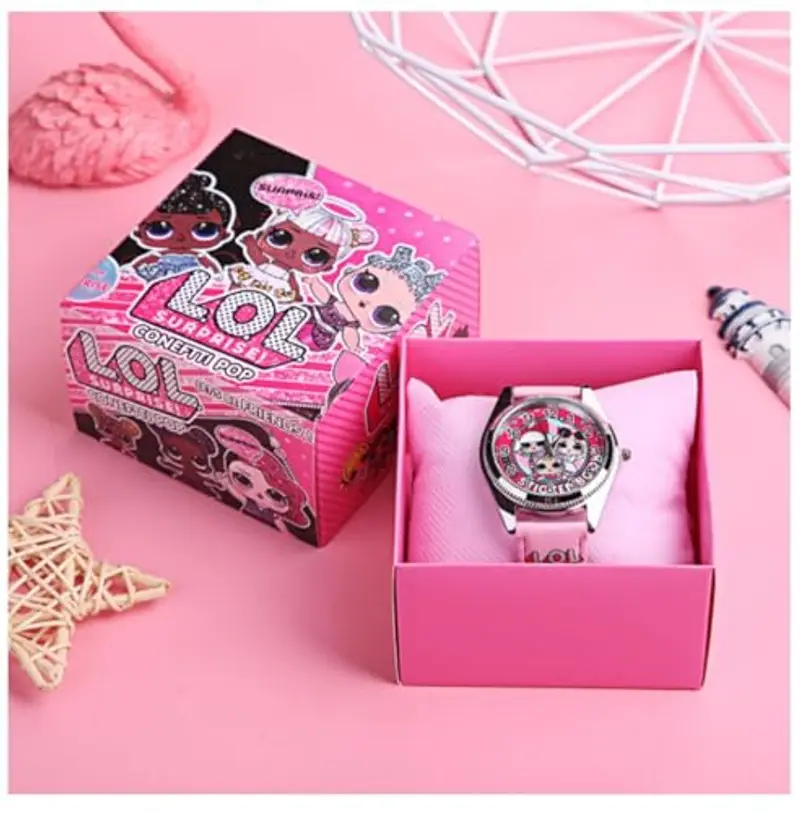 FASHION YO Orologio analogico al quarzo con cinturino in acciaio inox, motivo: gatti e ragazze, idea regalo per bambini, Lol, Cinturino miniatura 2