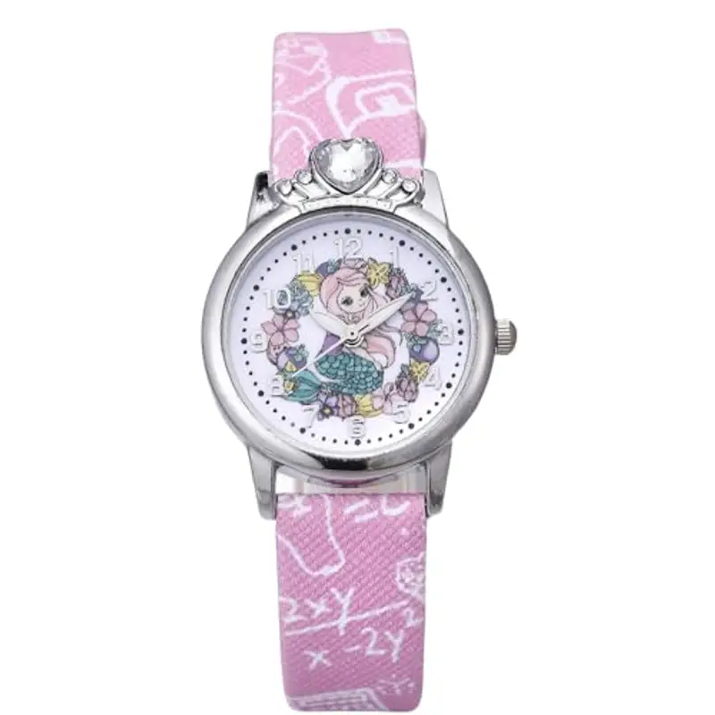 FASHION YO Orologio analogico al quarzo con cinturino in acciaio inox, motivo: gatti e ragazze, idea regalo per bambini, Sirena, Moderno