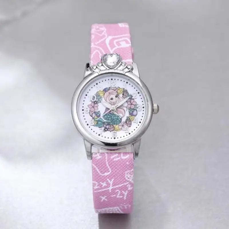 FASHION YO Orologio analogico al quarzo con cinturino in acciaio inox, motivo: gatti e ragazze, idea regalo per bambini, Sirena, Moderno miniatura 2