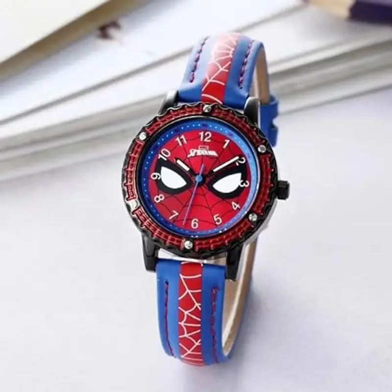 FASHION YO Orologio analogico al quarzo con cinturino in acciaio inox, motivo: gatti e ragazze, idea regalo per bambini, Spiderman., Cinturino miniatura 2