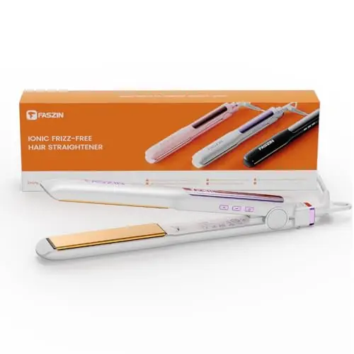 Faszin Piastra Capelli Professionale Stretta 2-in-1, Titanio Ionico, Riscaldamento 20s, Display LCD, Per Lisci, Ricci e