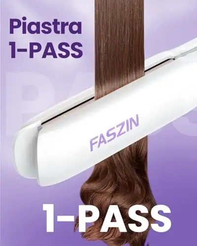 Faszin Piastra Capelli Professionale Stretta 2-in-1, Titanio Ionico, Riscaldamento 20s, Display LCD, Per Lisci, Ricci e miniatura 3
