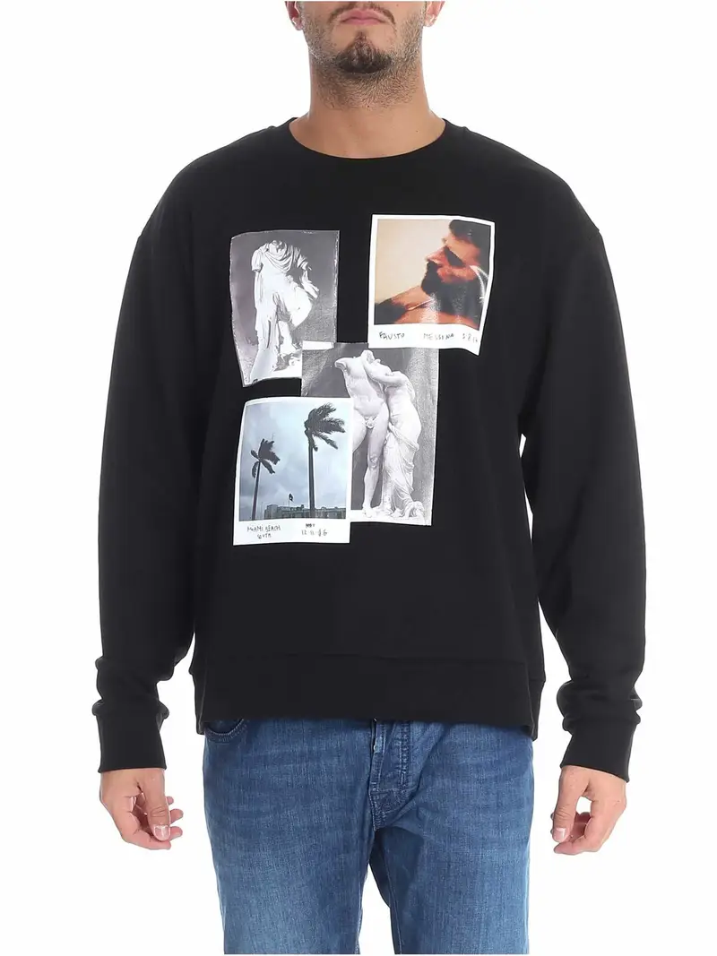 Felpa nera stampa foto Nero