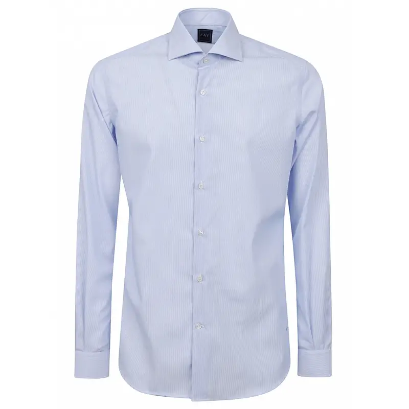 camicia collo francese bianco e azzurro uomo in cotone