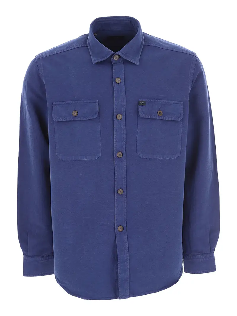 Camicia over in lino Blu