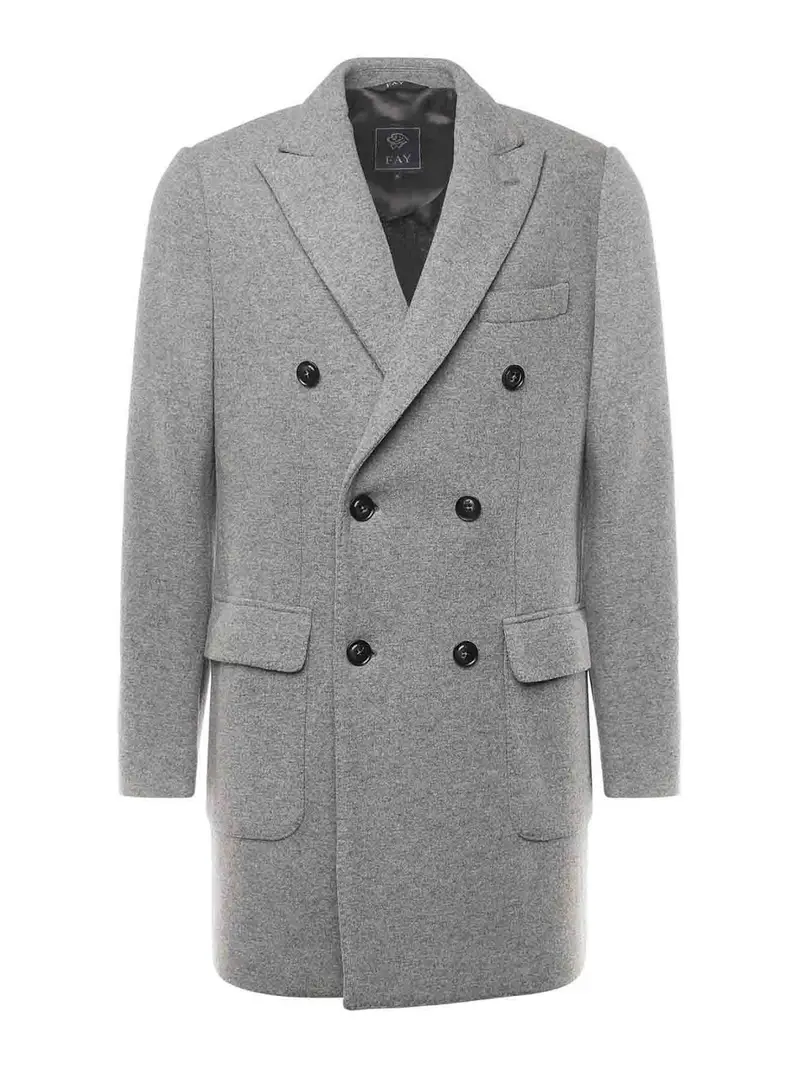Cappotto Doppiopetto In Jersey Di Lana Grigio