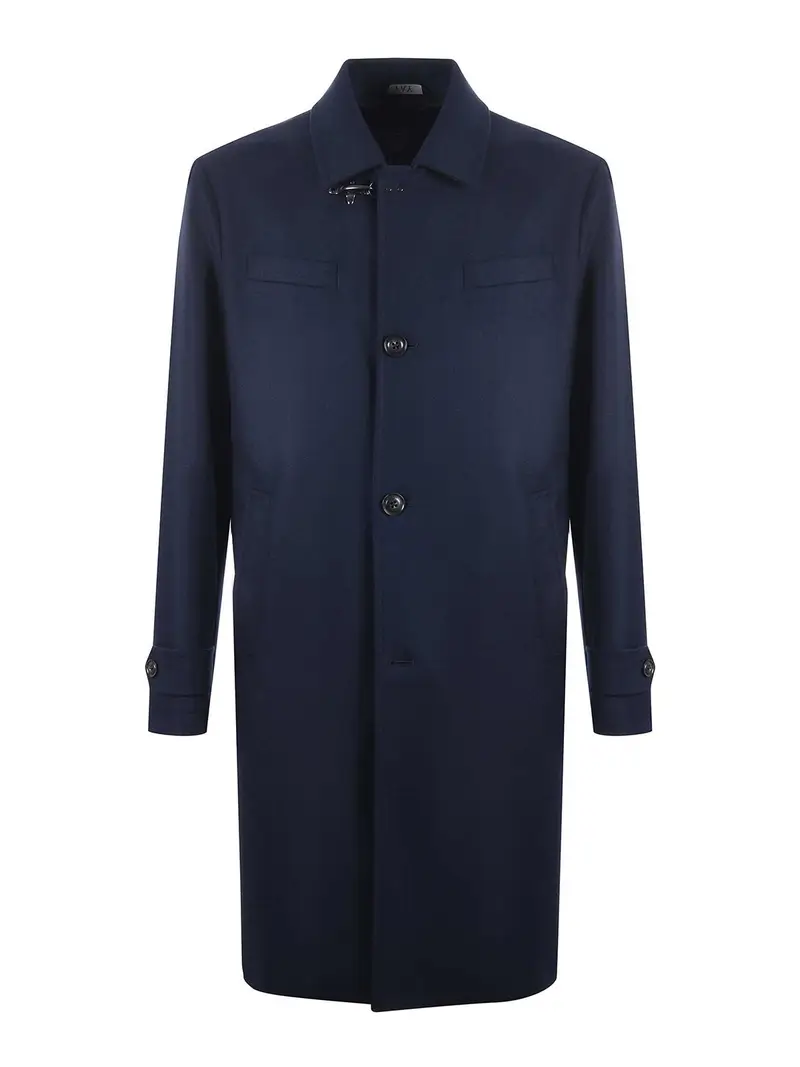 Cappotto In Lana E Cashmere Blu