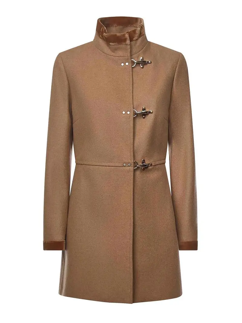 Cappotto Virginia In Panno Di Lana Melange Beige