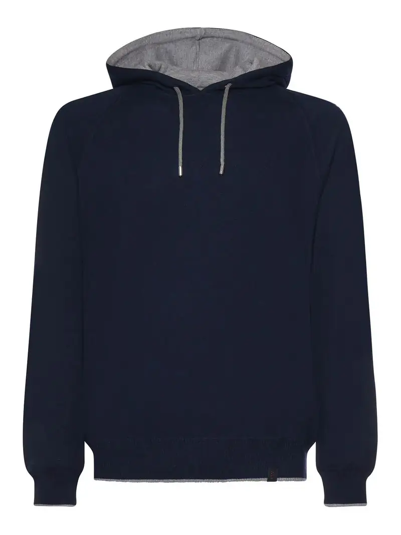 Felpa con zip in cotone e cashmere Blu