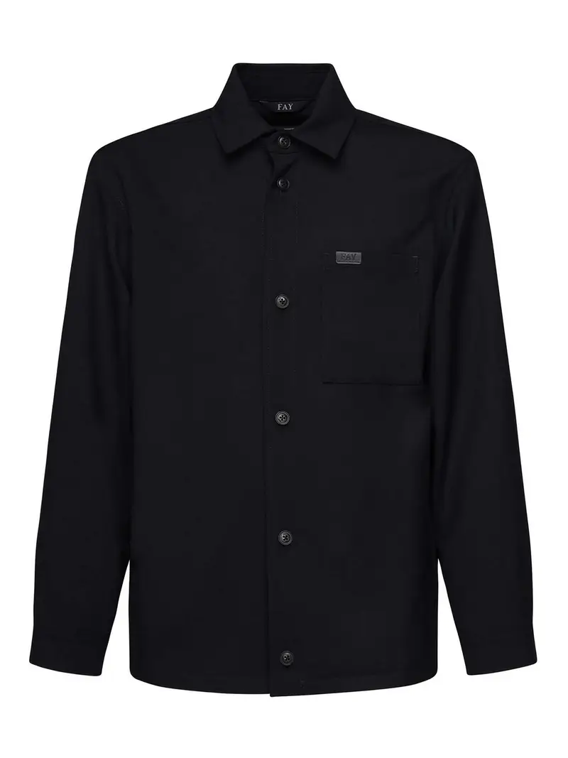 Giacca da camicia in tela di lana Blu