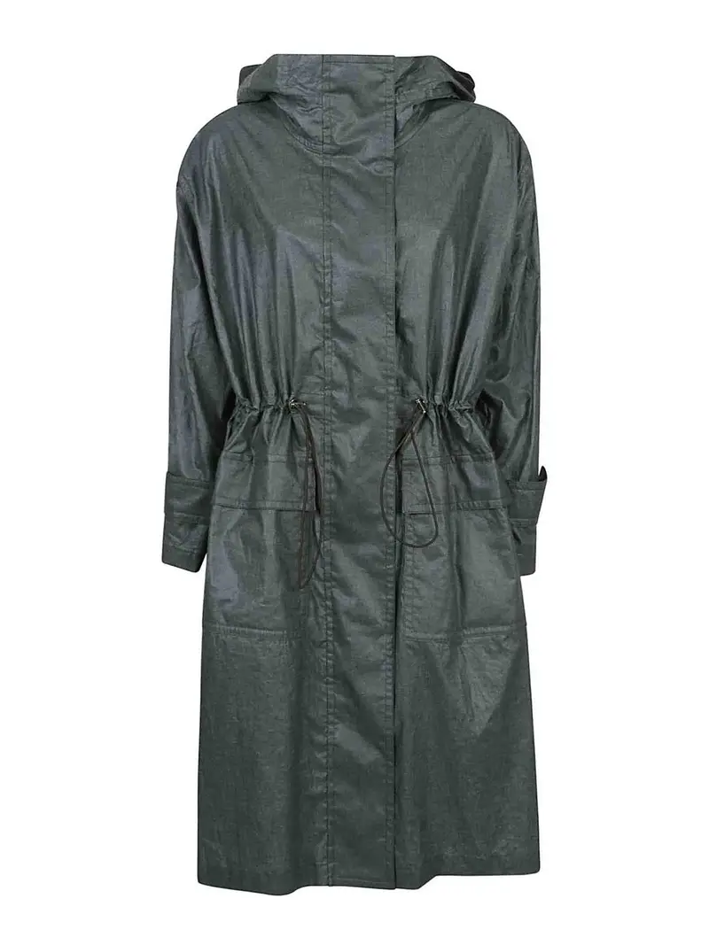 Lino e giacca di cotone Verde