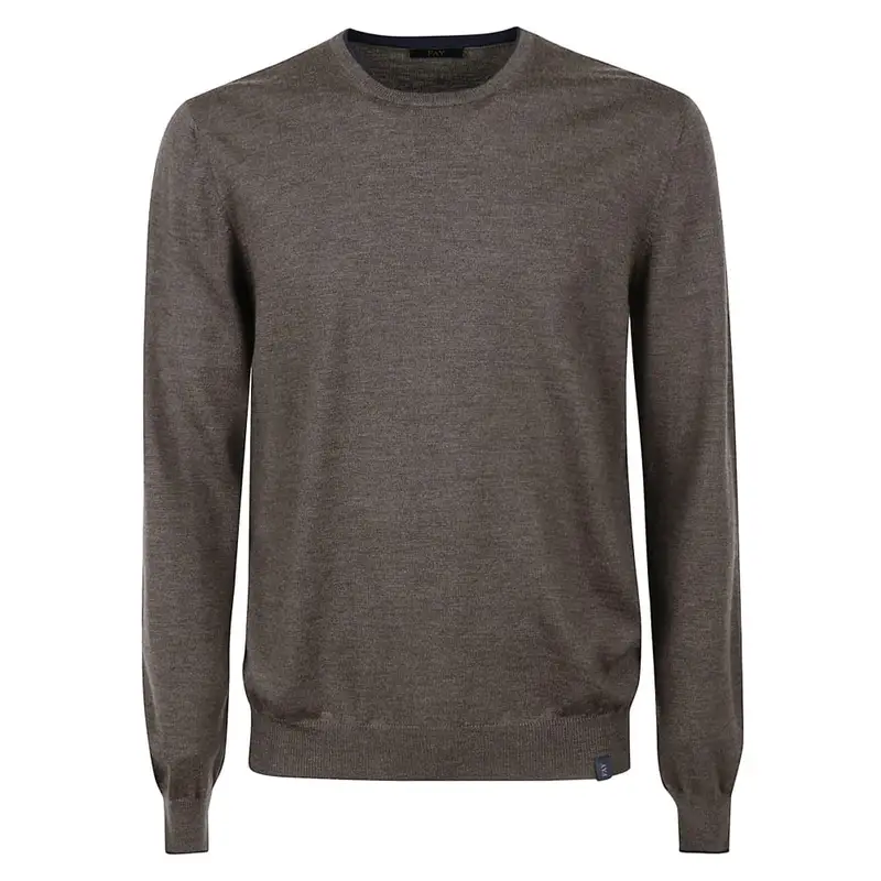 maglia girocollo uomo in lana marrone