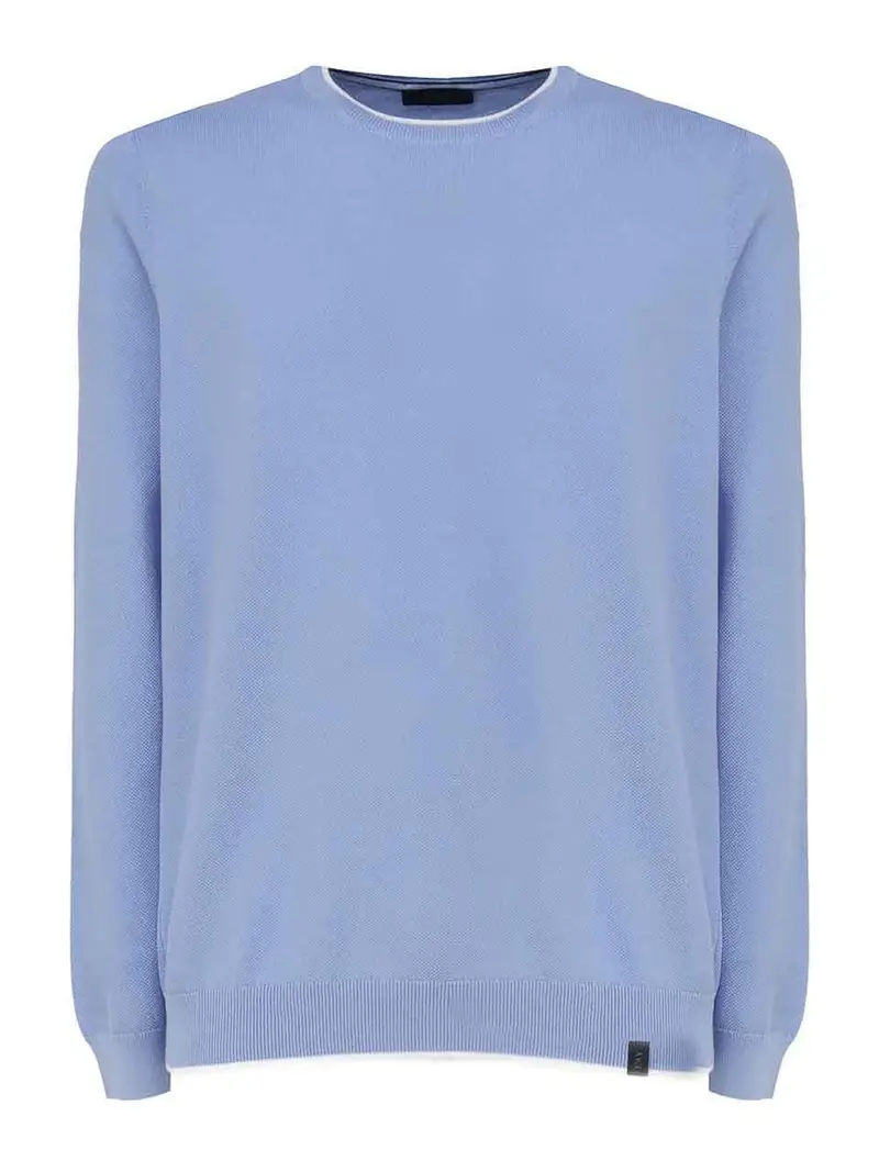 Maglia In Cotone Con Girocollo Blu