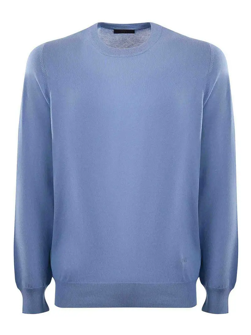 Maglione del filo di cotone Azzurro