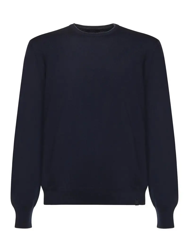 Maglione Girocollo In Lana Blu