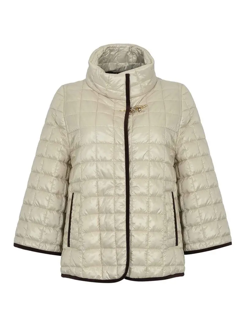 Mantella In Nylon Trapuntato E Velluto Bianco