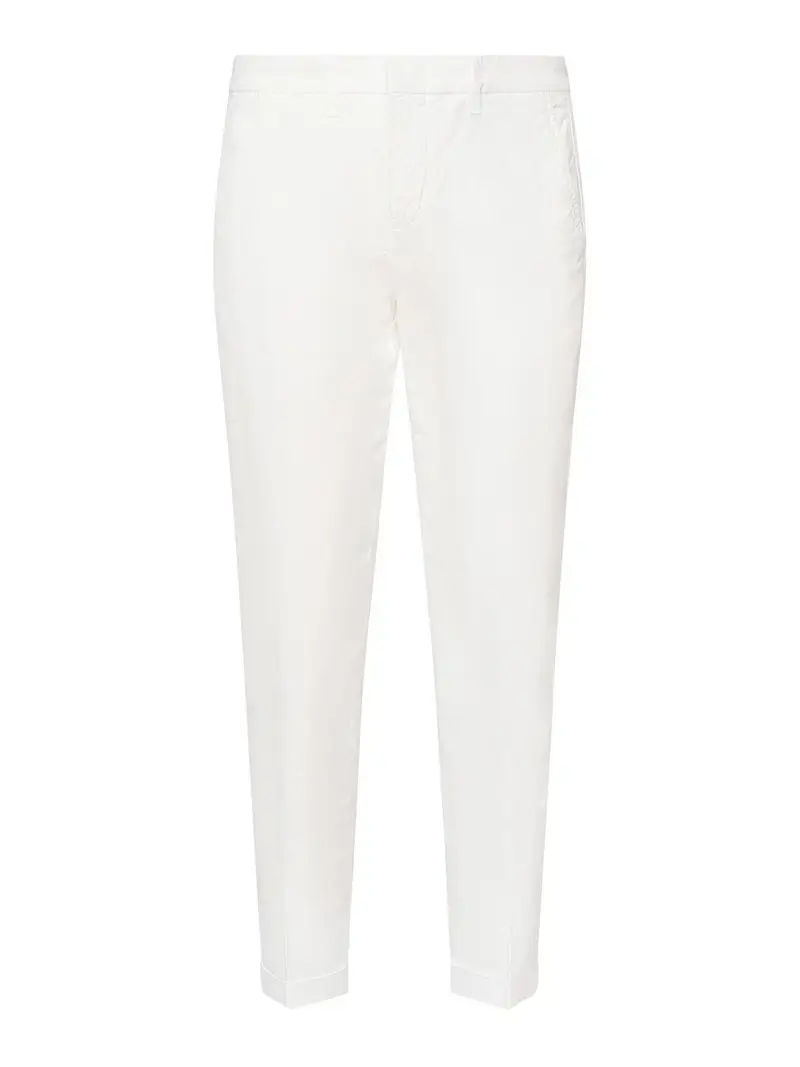 Pantaloni Capri In Gabardine Di Cotone Bianco
