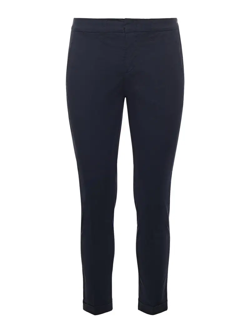 Pantaloni Capri In Gabardine Di Cotone Blu