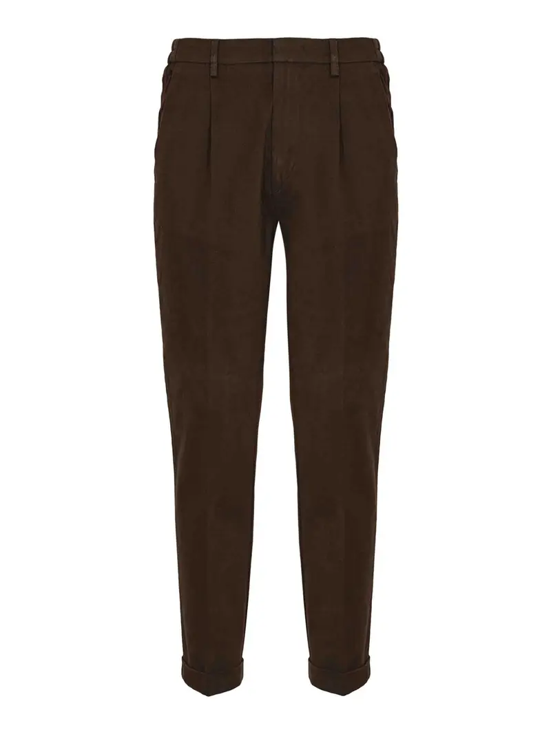 Pantaloni Capri Slim In Gabardine Di Cotone Marrone