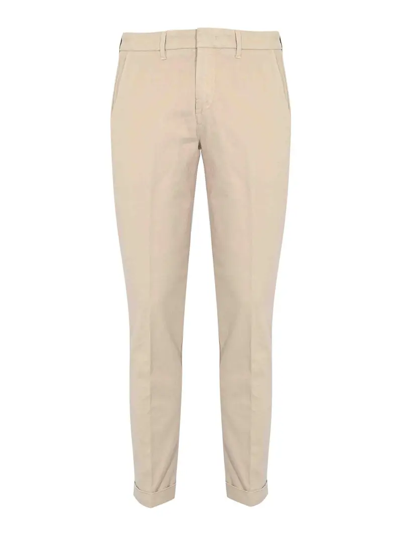 Pantaloni slim fit in gabardine di cotone Beige