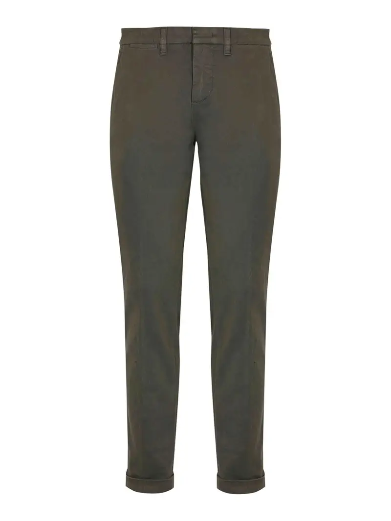 Pantaloni slim fit in gabardine di cotone Grigio