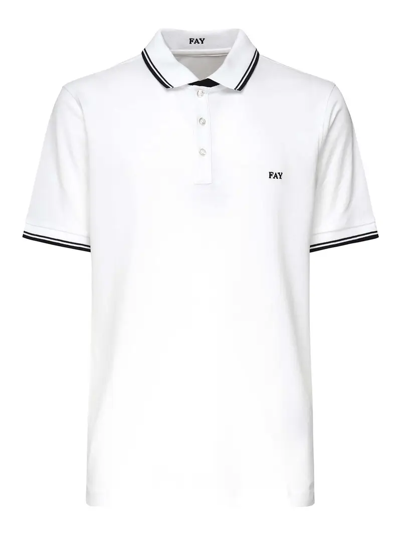 Pique Polo Shirt con strisce Bianco