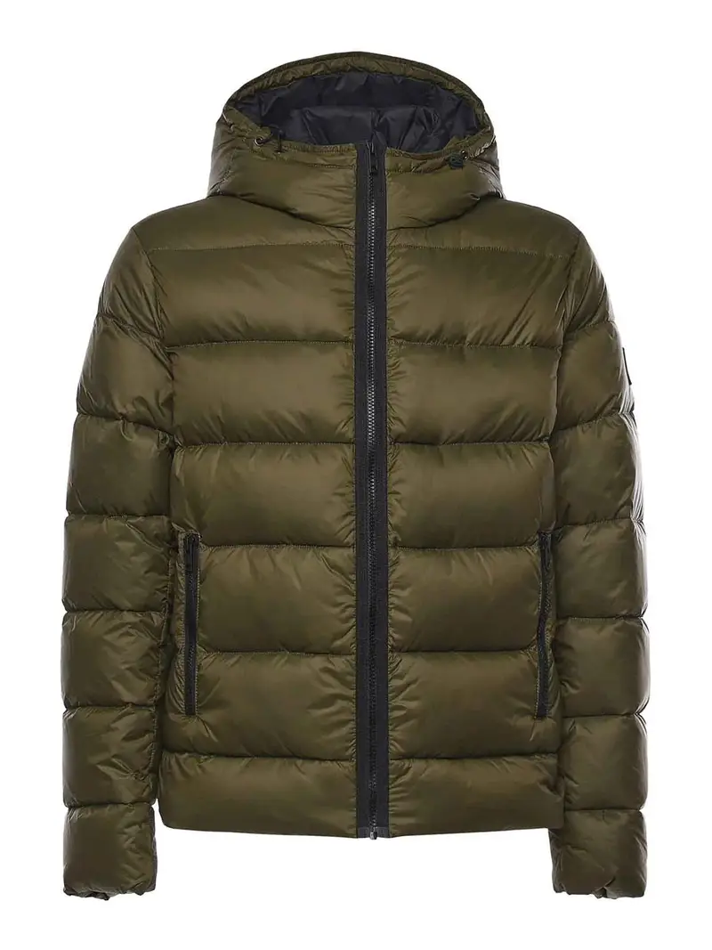 Piumino Double Front In Popeline Calandrato Verde