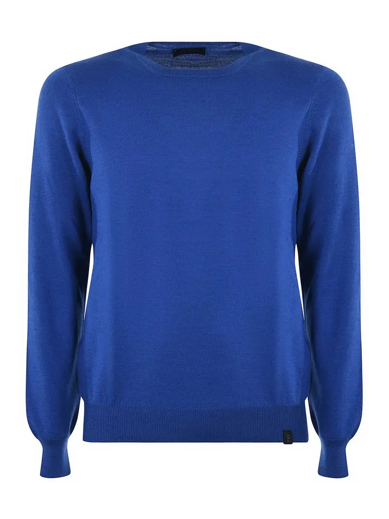 Pull girocollo in lana vergine Azzurro