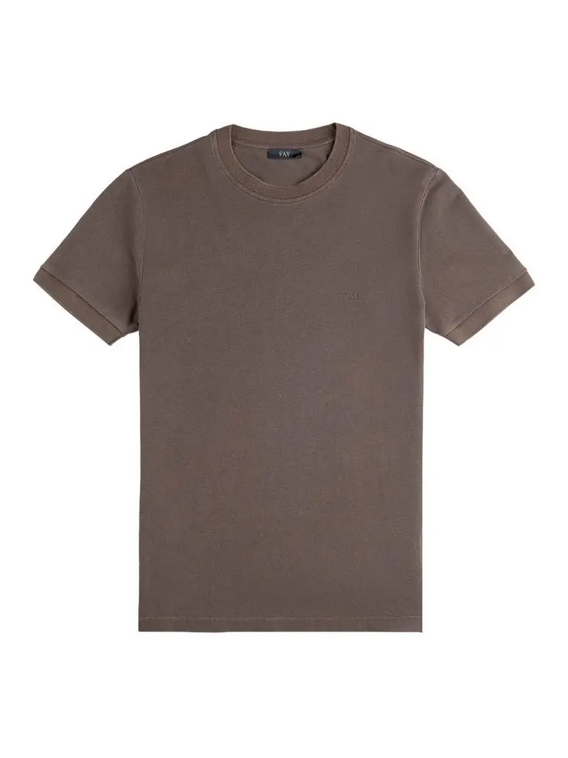 T-shirt In Cotone Piquet Marrone