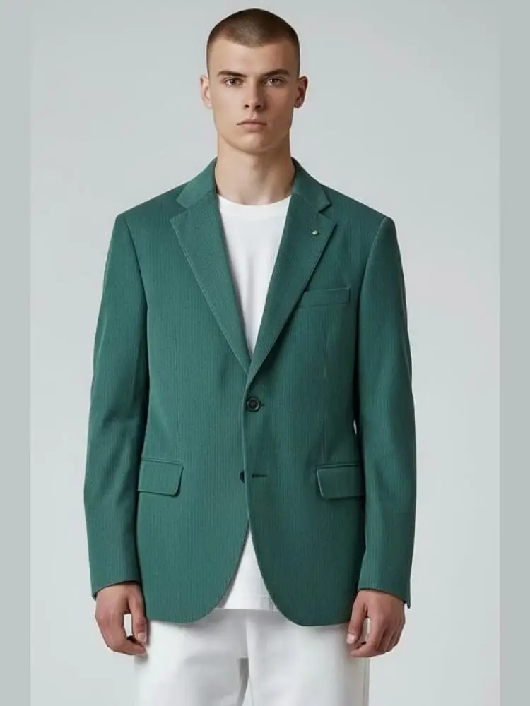 giacca monopetto in jersey diagonale con bottone brunito verde gucci