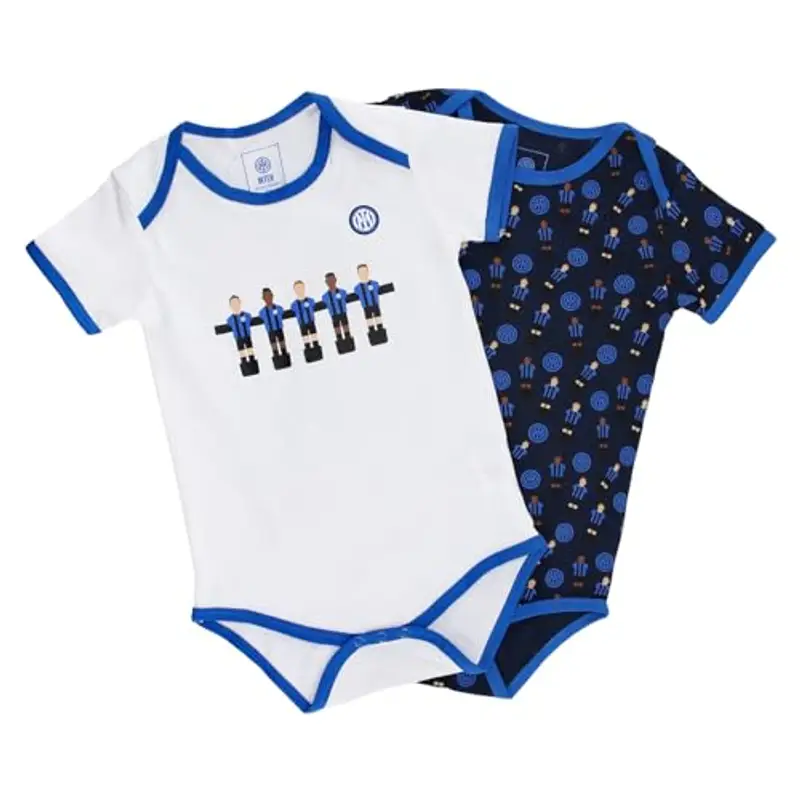 FC Internazionale Milano S.p.A. Set di 2 body smanicati, neonato 0-24 mesi, Unisex, 100% cotone, Bianco, 12 mesi