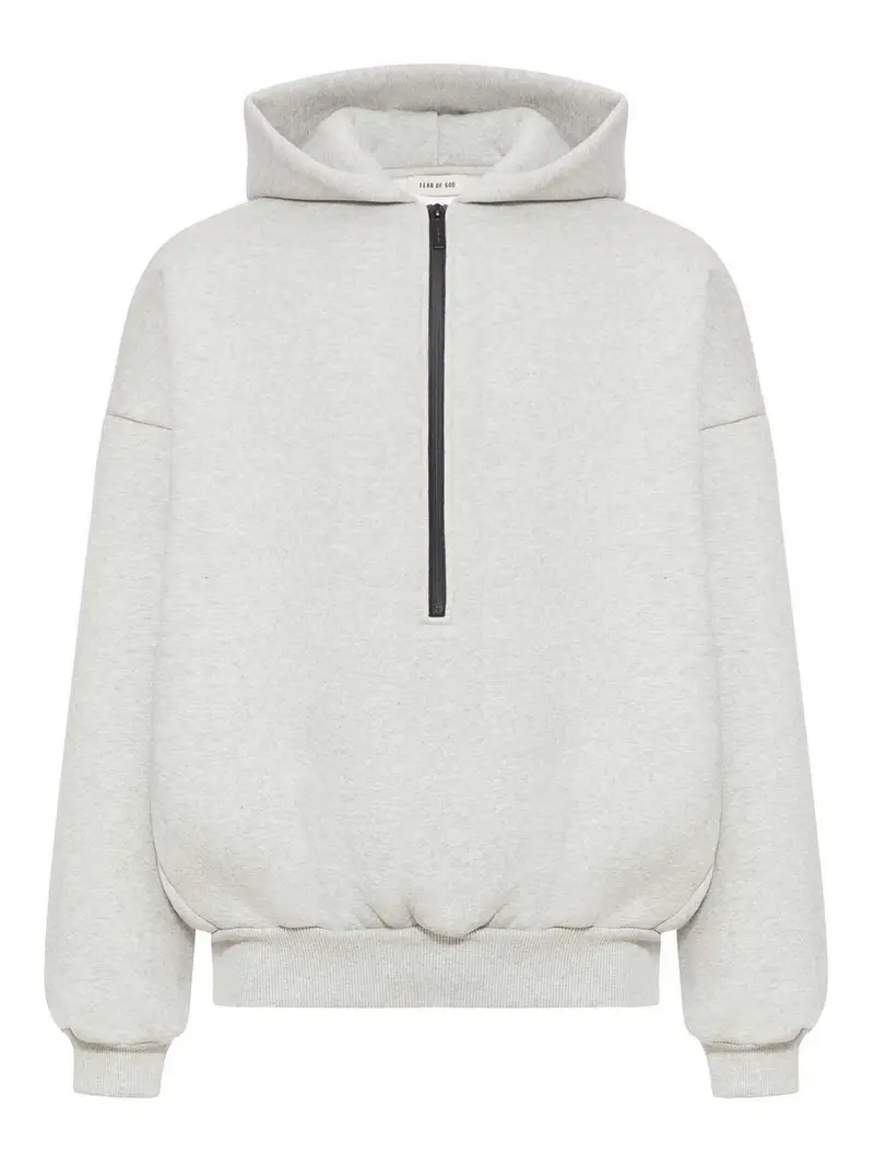 Felpa con cappuccio e mezza zip dell Atletica Grigio