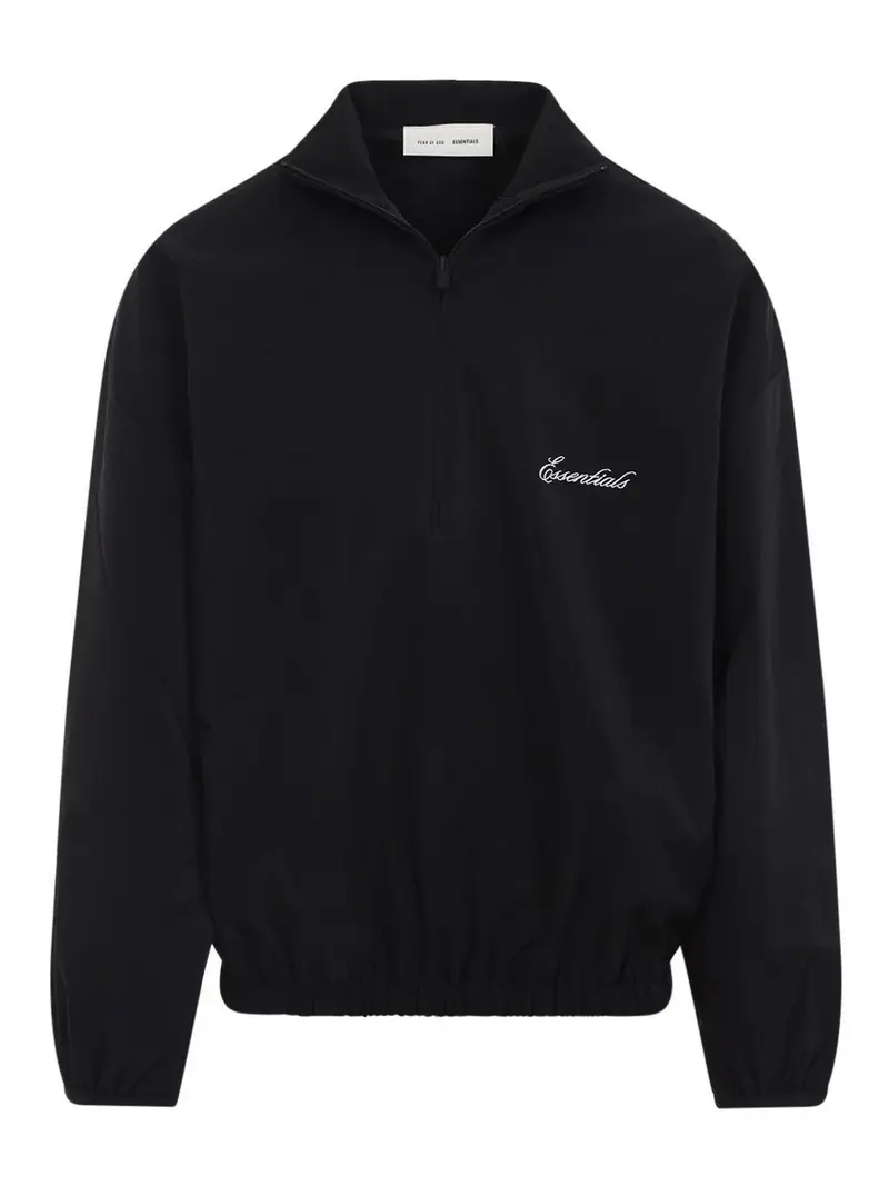 Felpa sportiva in nylon medi zip Nero