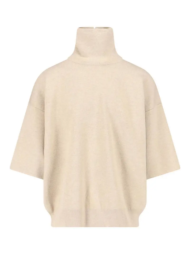 Maglia A Collo Alto Beige