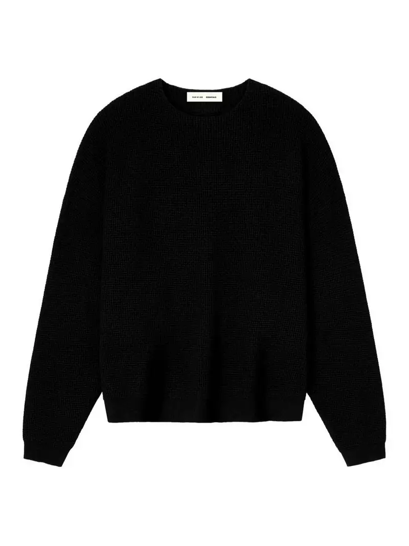 Maglione Girocollo Waffle Nero